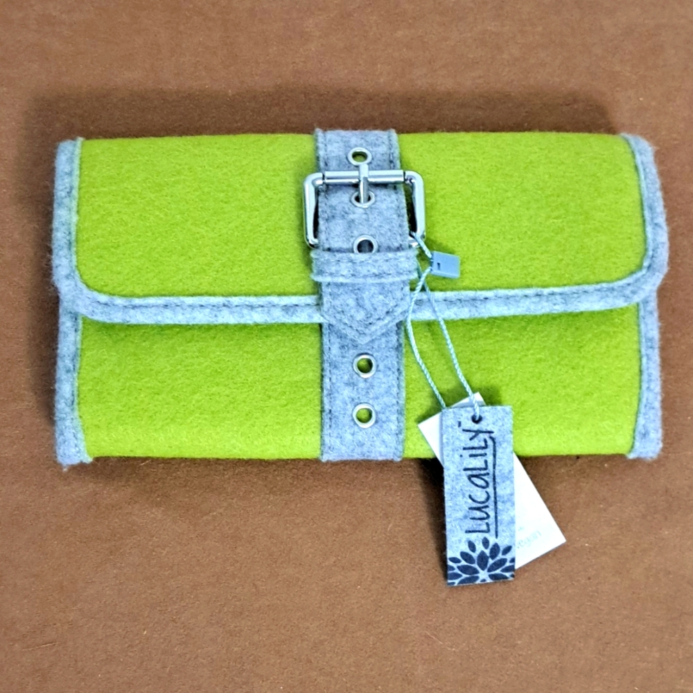 Grasslands Road LucaLily wallet lime green felt